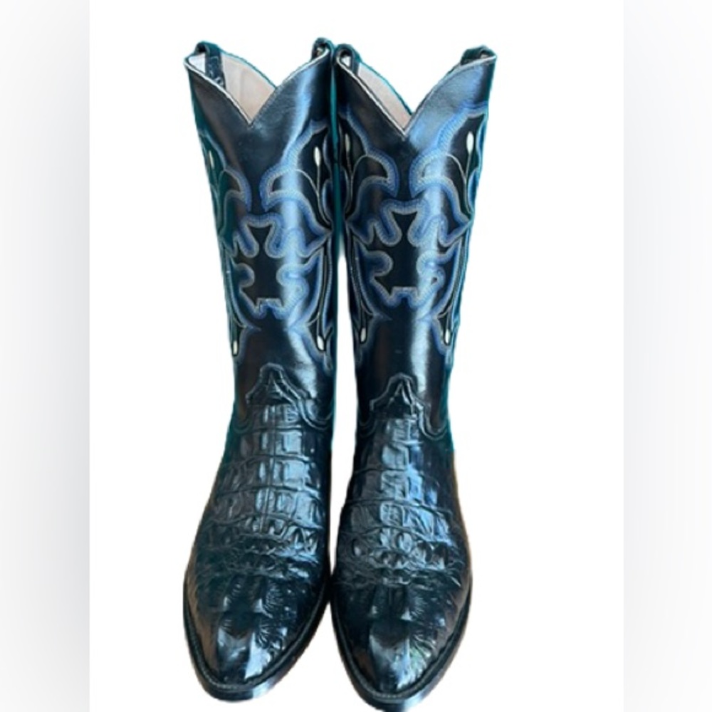Vaquero Black Men's cowboy boot crocodile